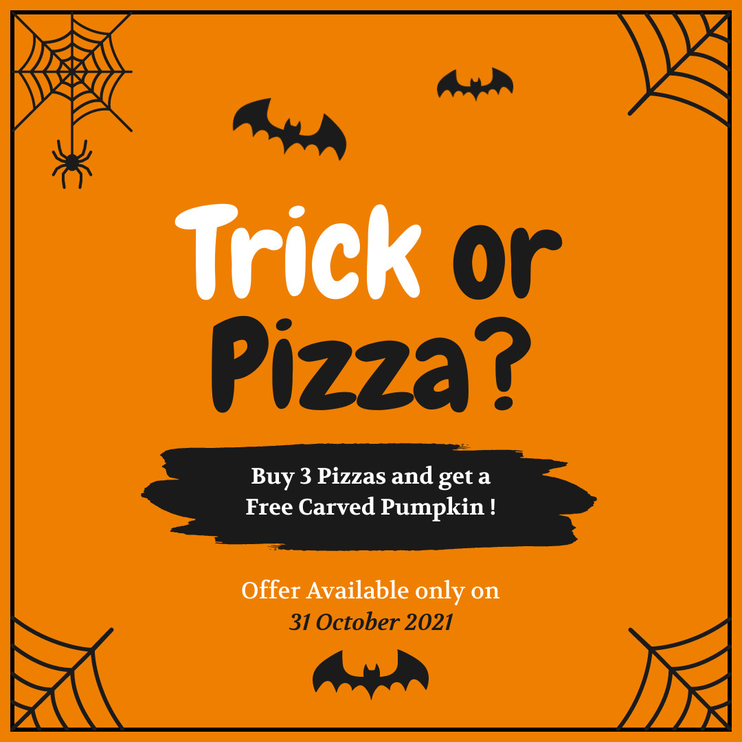 Halloween Trick or Pizza  1080x1080 template preview