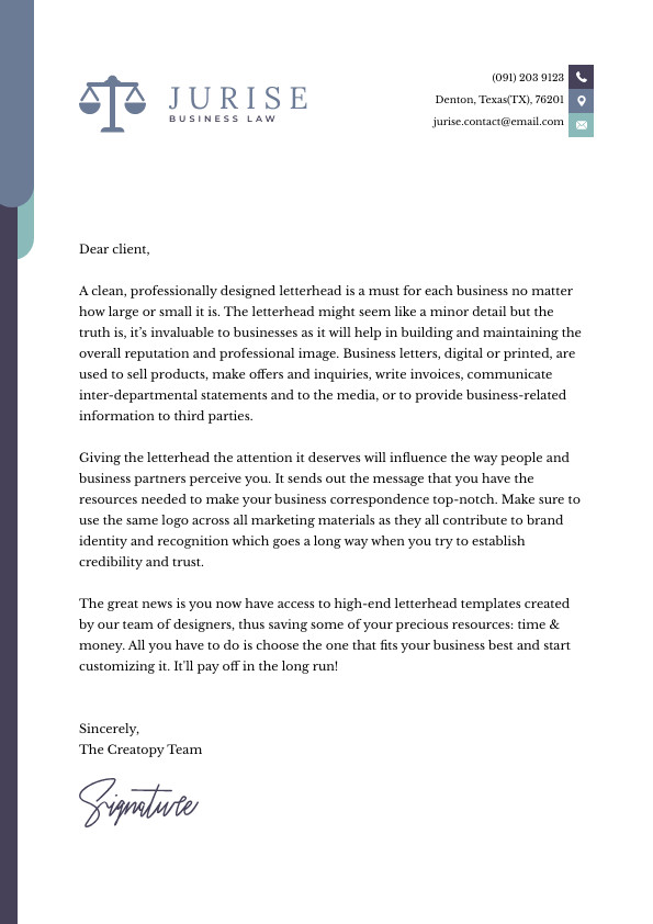 Jurise Business Law – Letterhead Template 595x842 template