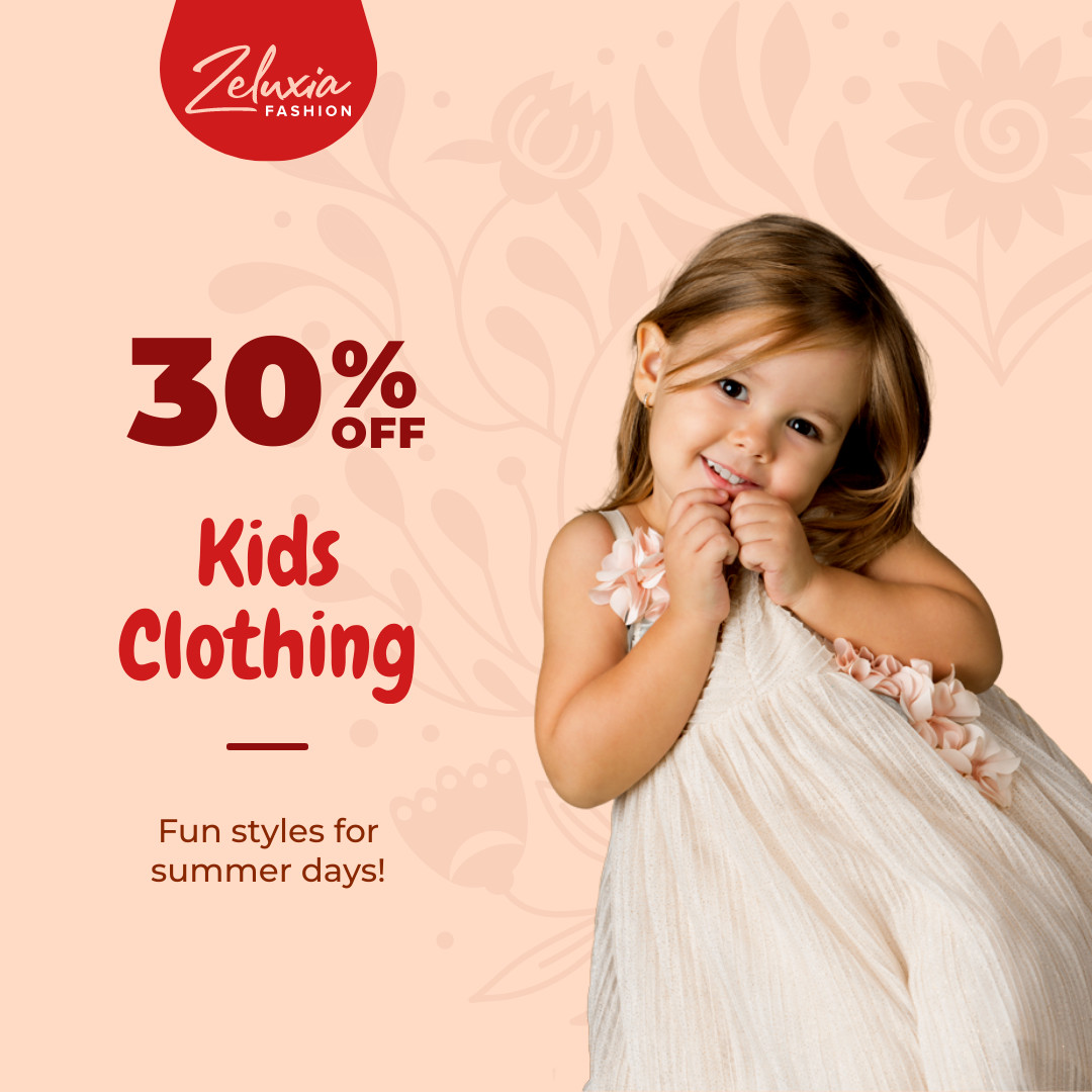 Kids Clothing Summer Days 1080x1080 template
