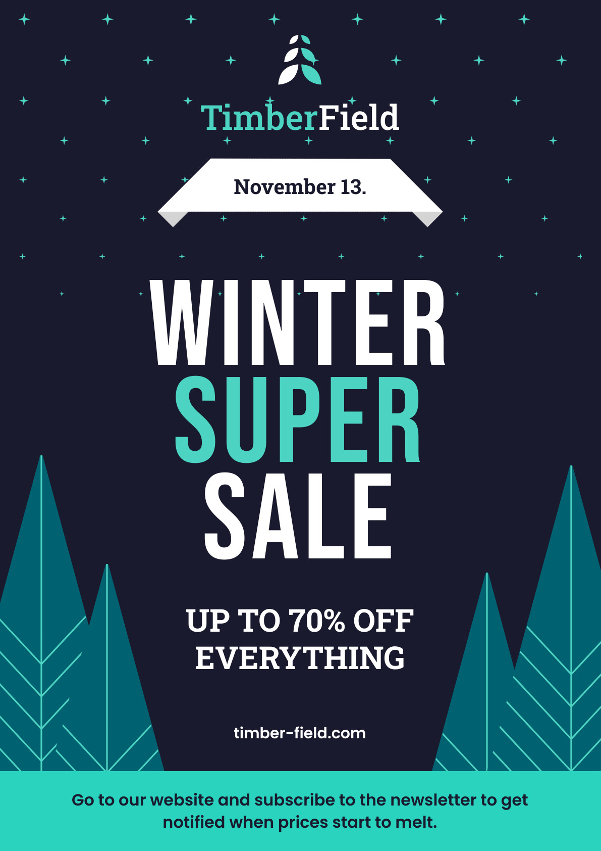 Winter Super Sale Pine Forest Poster 1191x1684 template