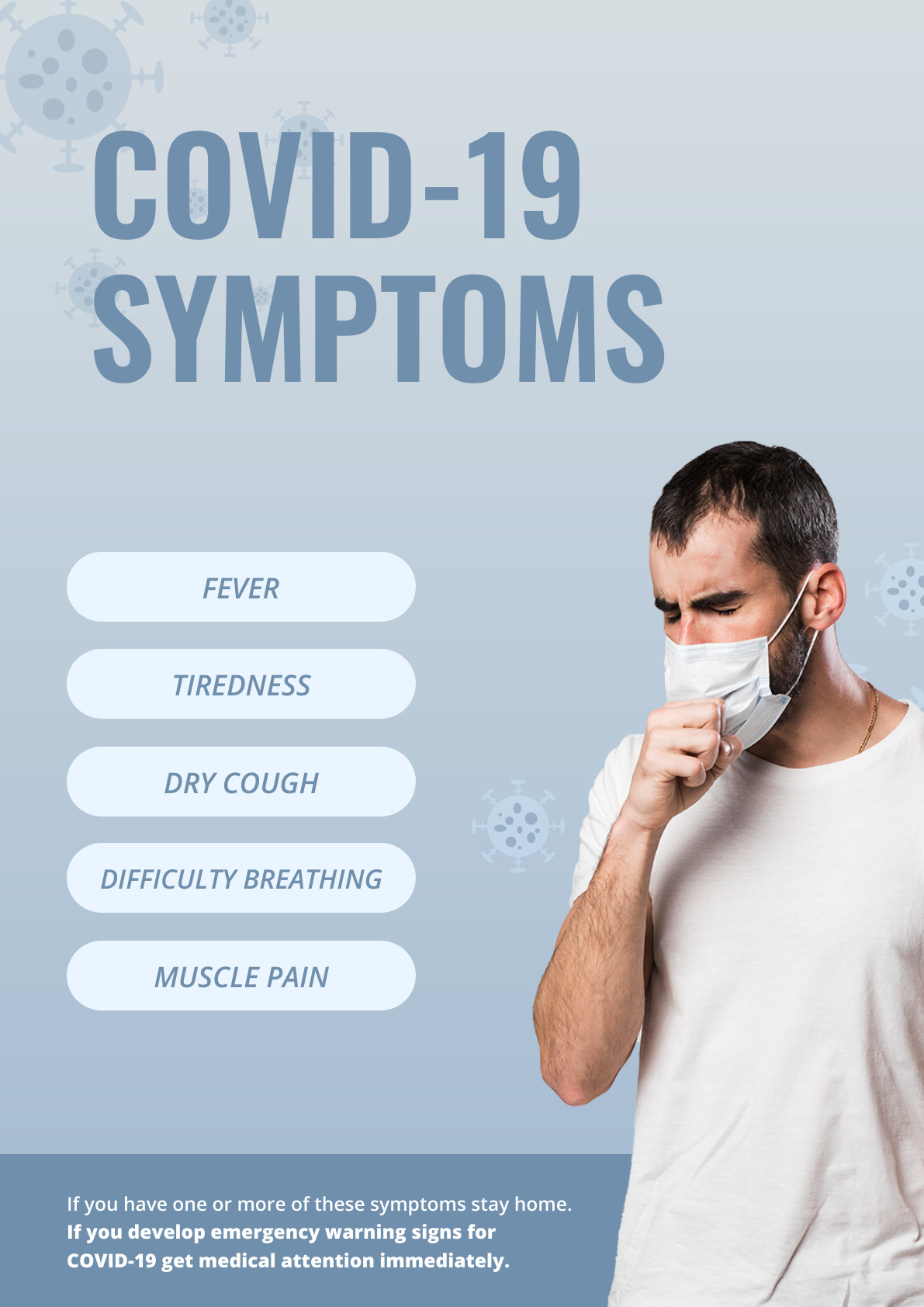 Covid19 Main Symptoms Light Blue – Poster Template 1191x1684 template
