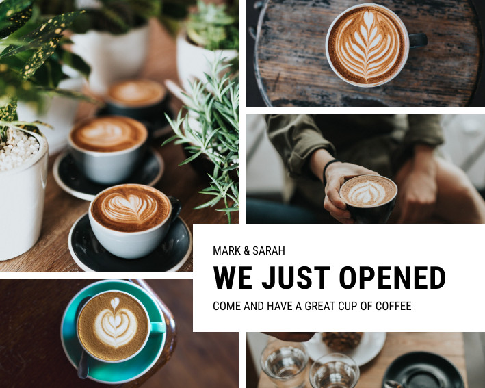 Mark and Sarah Coffee Open – Photo Collage Template 709x567 template preview