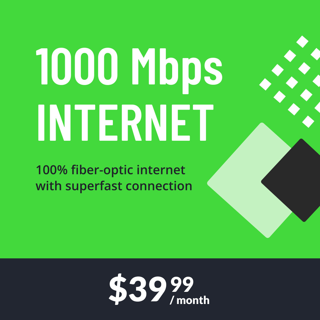 1000 Mbps Fiber Optic Internet 1080x1080 template