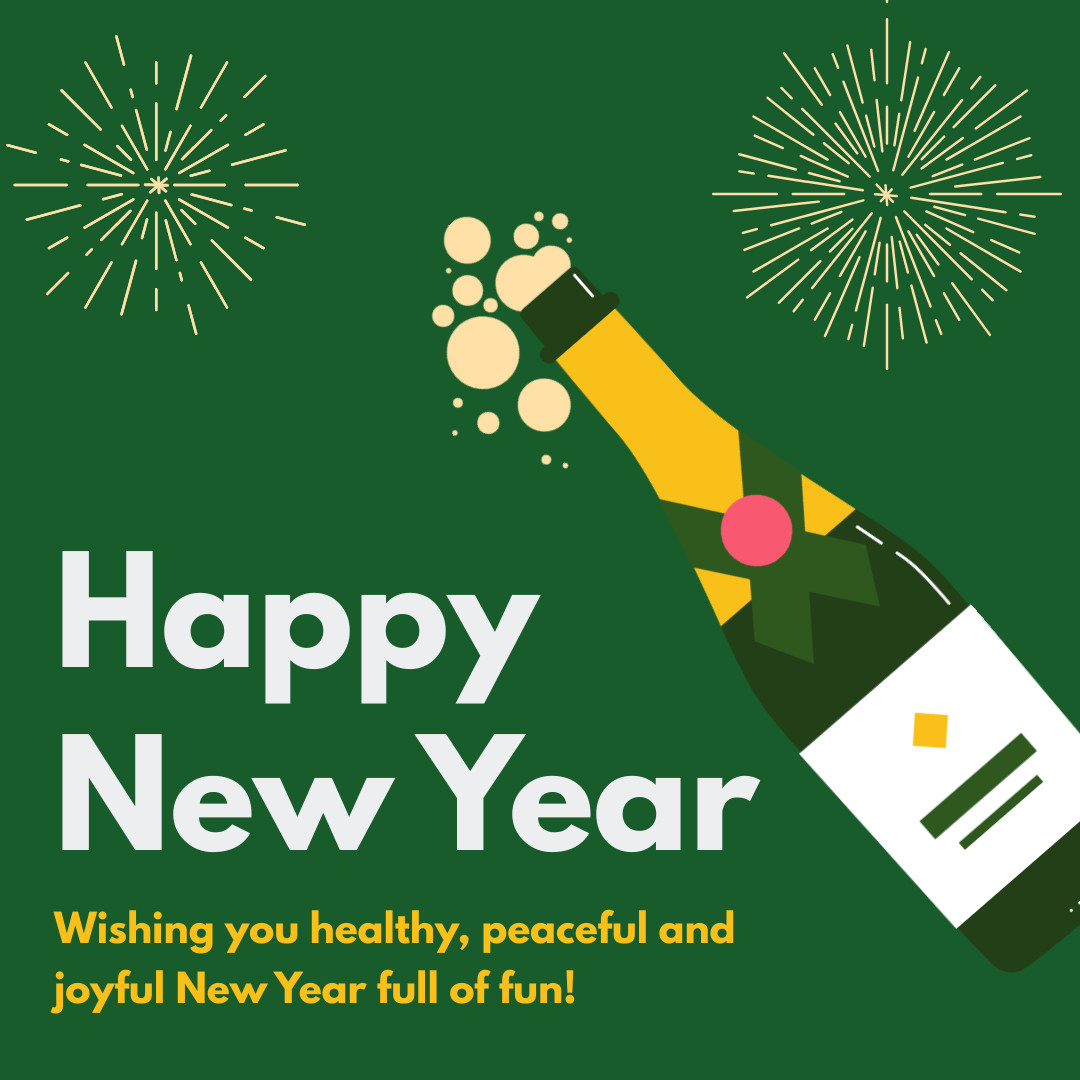 Healthy Peaceful New Year Champagne 1080x1080 template