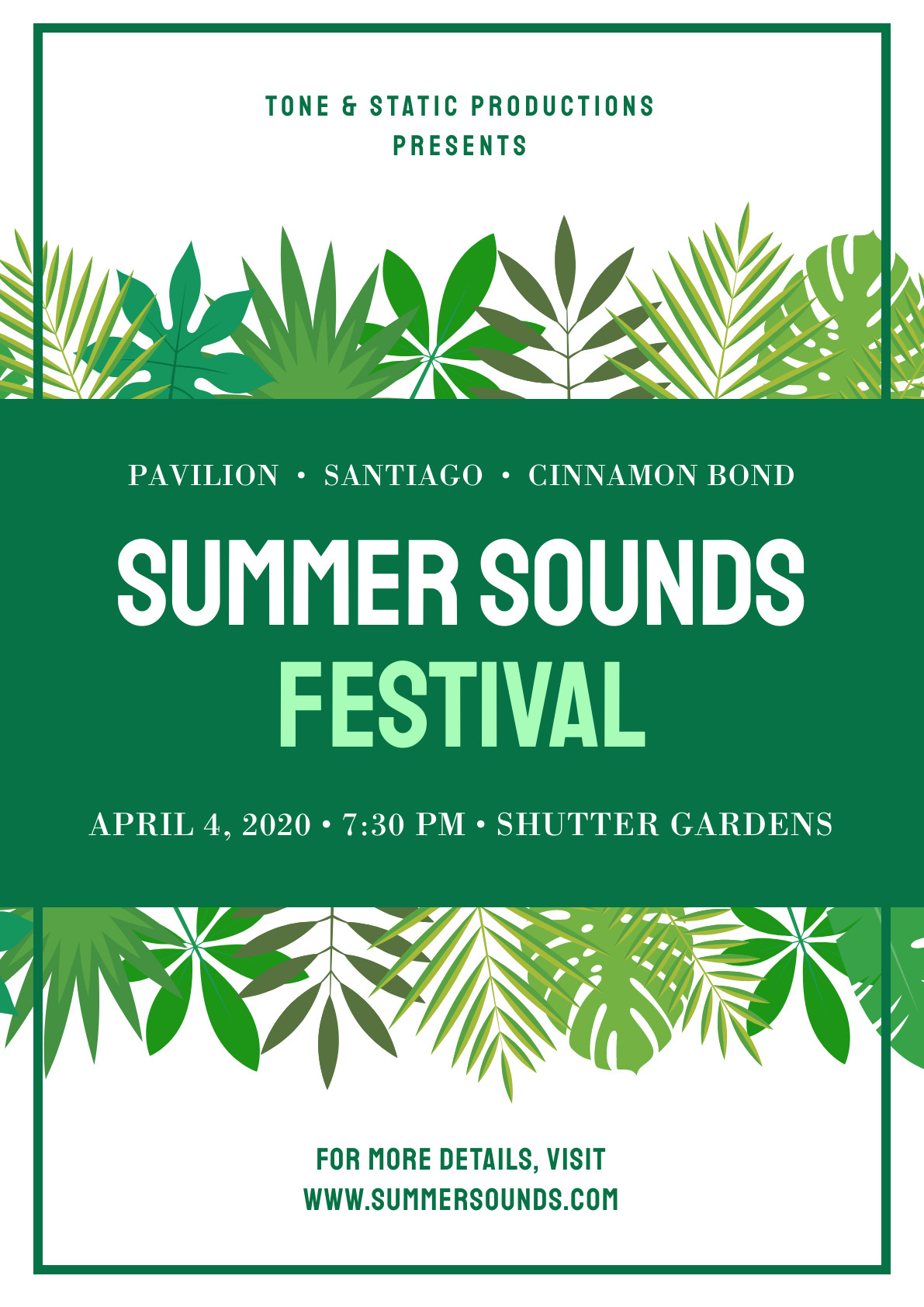 Summer Sounds Green Festival – Poster Template 1191x1684 template