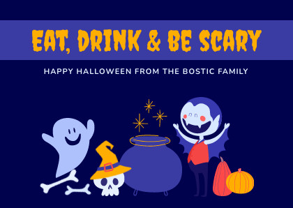 Eat Drink and Be Scary Halloween Card 420x298 template
