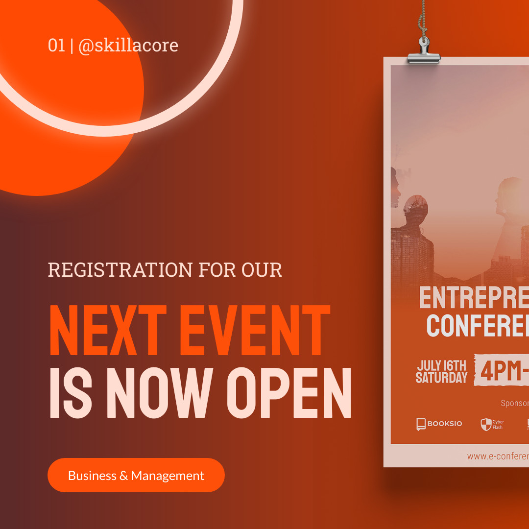 Orange Next Business Event Carousel 1080x1080 template