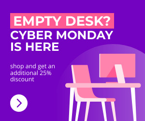 Cyber Monday Empty Desk Discount 300x250 template