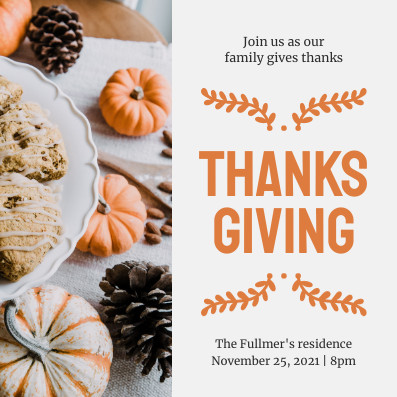 Family Thanksgiving Orange Invitation 397x397 template