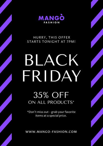 Black and Purple Lines Black Friday Flyer 420x595 template