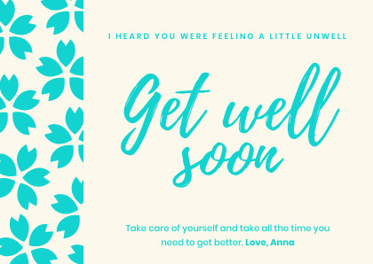 Get Well Soon Teal – Card Template 420x298 template