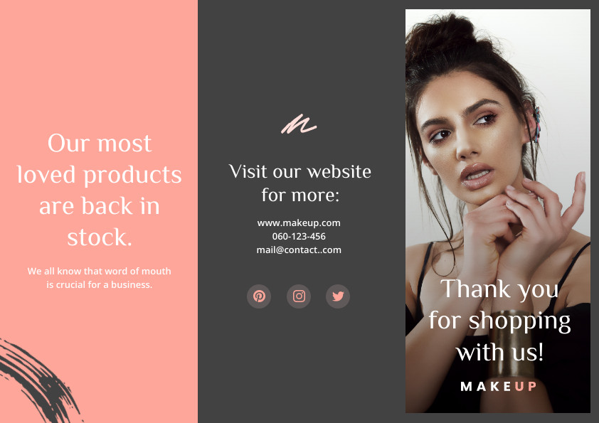 Gray Peach Simple Elegant Makeup Brochure 842x595 template