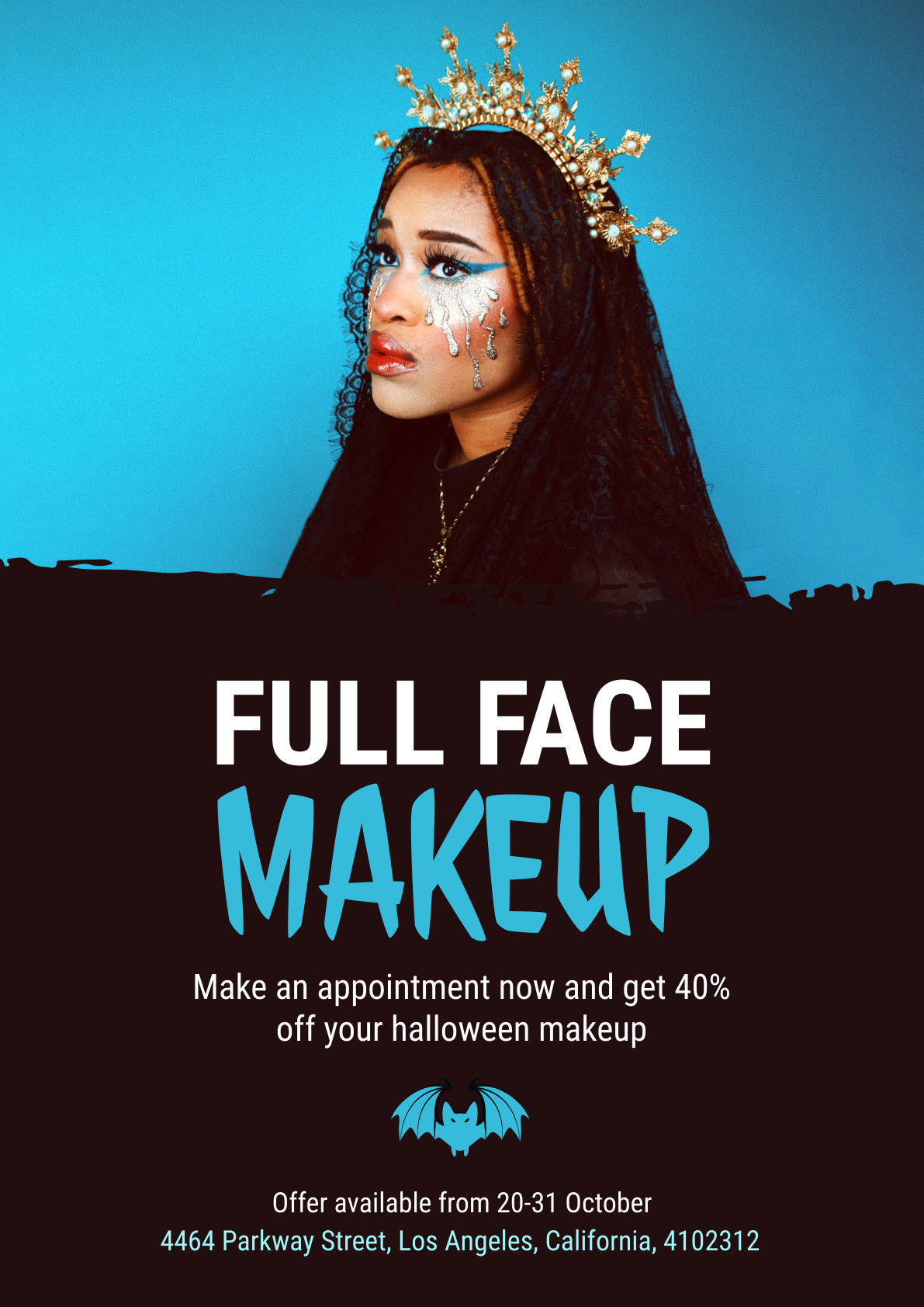 Full Face Halloween Makeup Poster 1191x1684 template preview