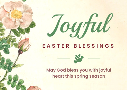 Rose Joyful Easter Blessings Card 420x298 template