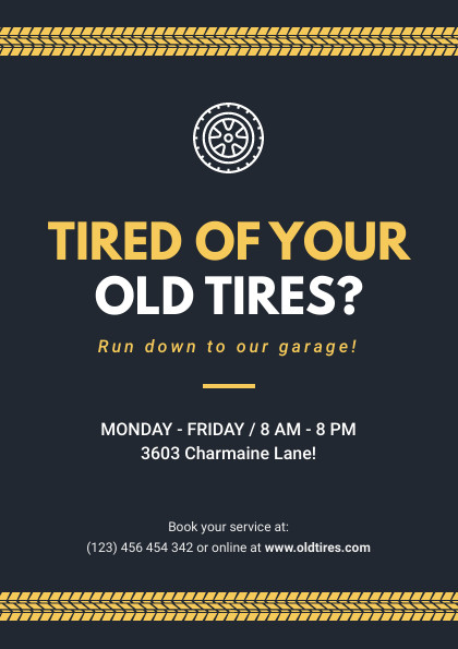 Yellow Old Tires – Flyer Template 420x595 template