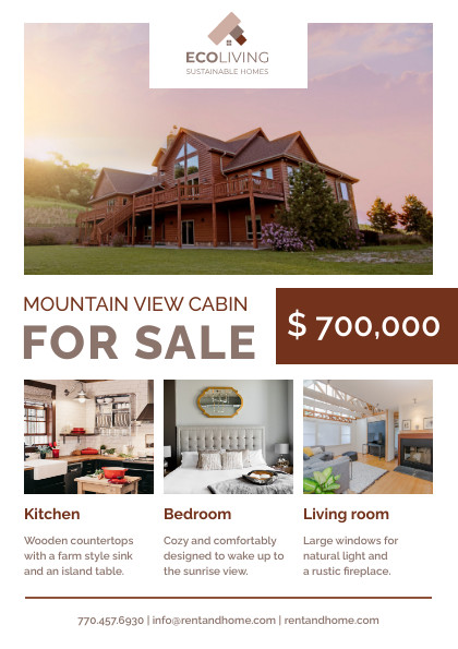 Mountain View Cabin – Flyer Template 420x595 template