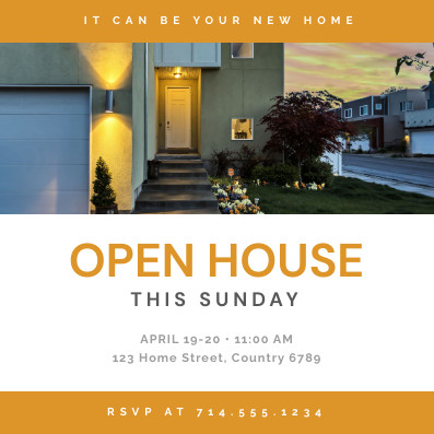 Orange Open House – Invitation Template 397x397 template