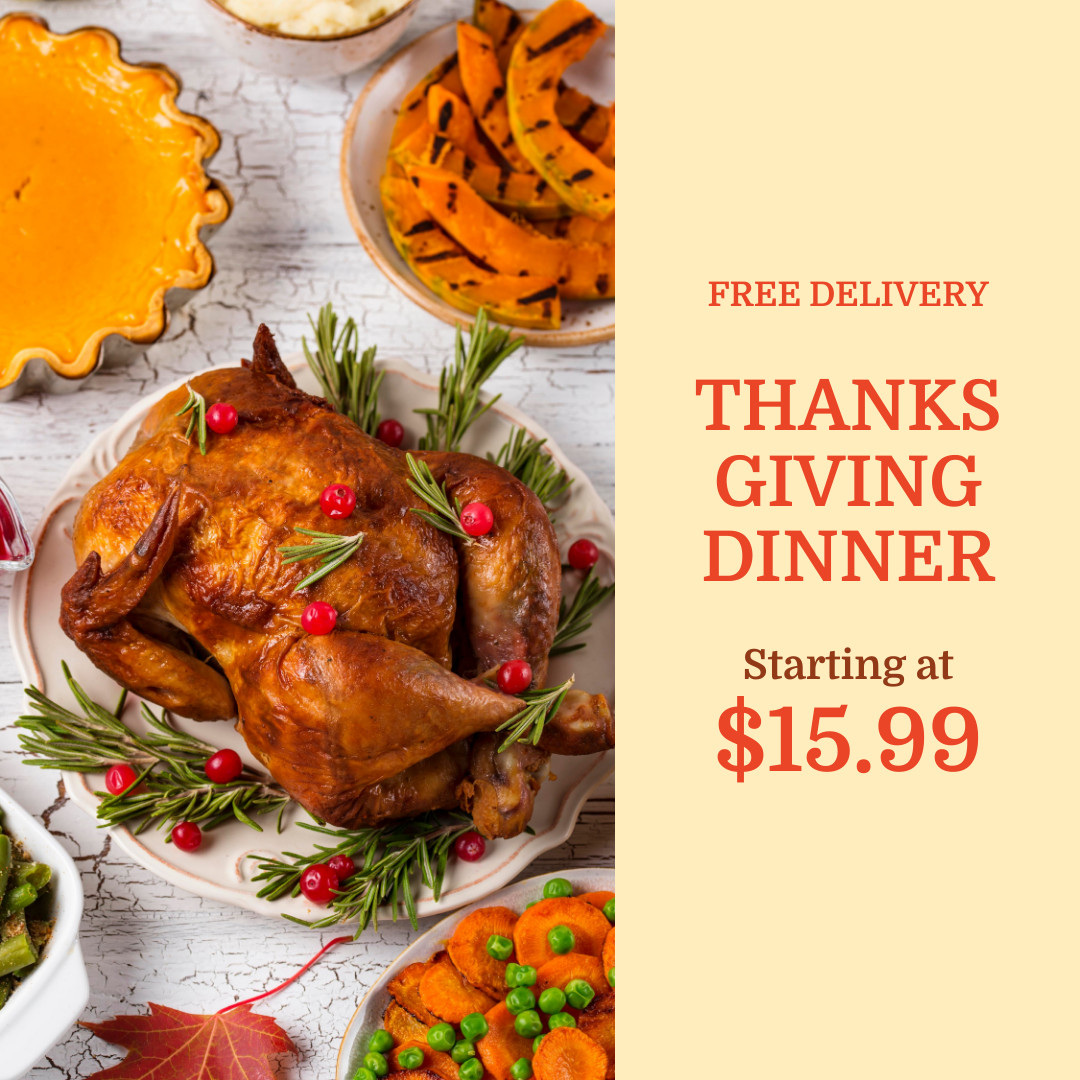 Thanksgiving Dinner Free Delivery 1080x1080 template