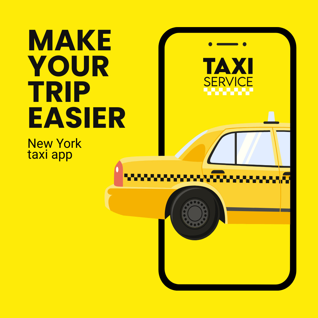 Make Your Trip Easier with Taxi App  1080x1080 template