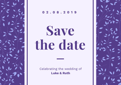 Save the Date Purple Plants – Card Template 420x298 template