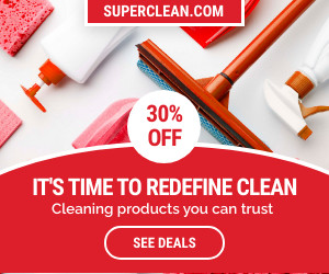 Super Red Cleaning Products 300x250 template