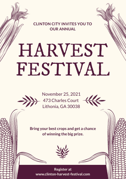 Thanksgiving Clinton Harvest Festival Flyer 420x595 template
