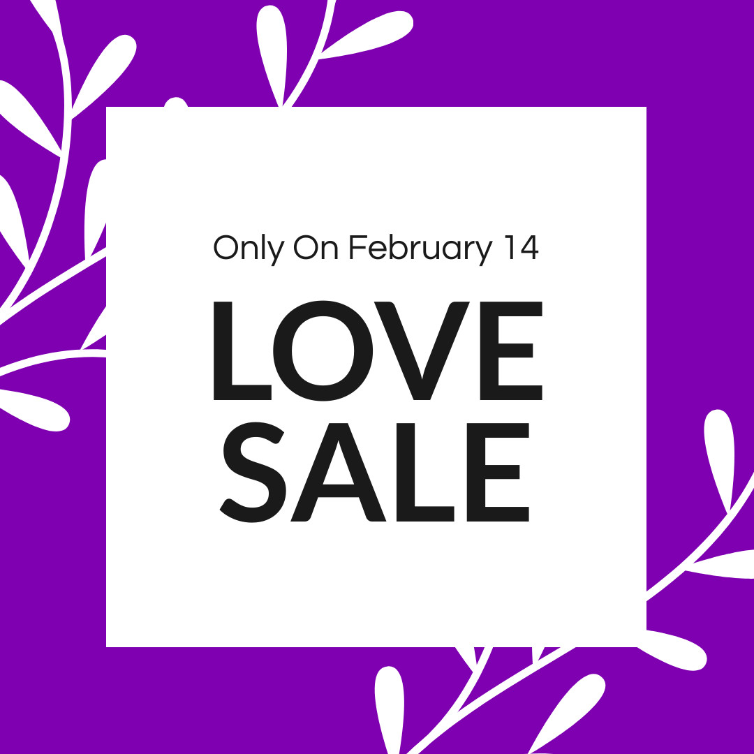 Valentine's Day Purple Love Sale 1080x1080 template