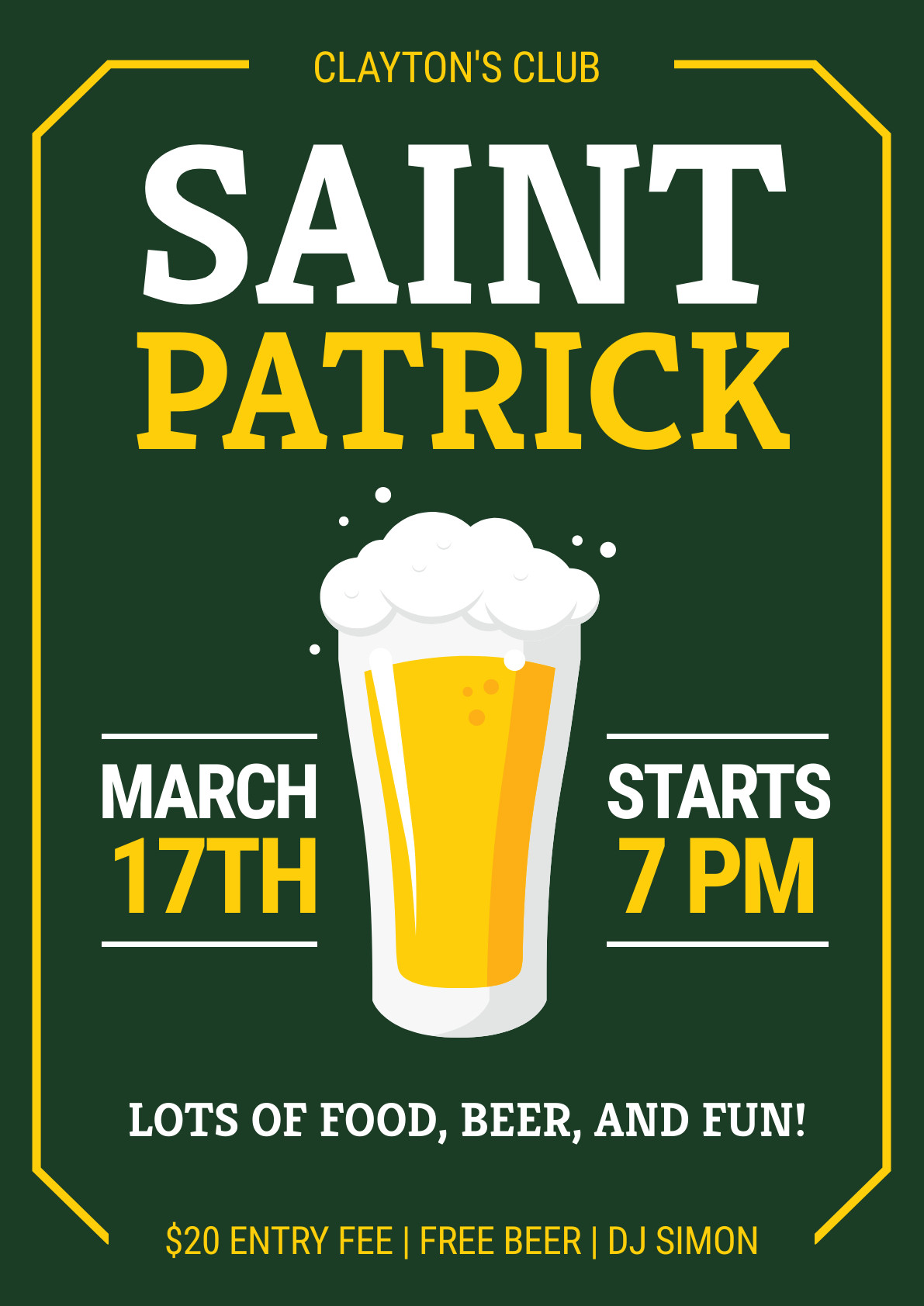 Saint Patrick Beer Illustration – Poster Template 1191x1684 template