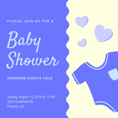 Purple Heart Baby Shower – Invitation Template 397x397 template