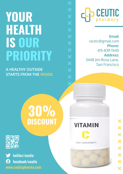 Your Health Vitamin C Pharmacy – Flyer Template 420x595 template