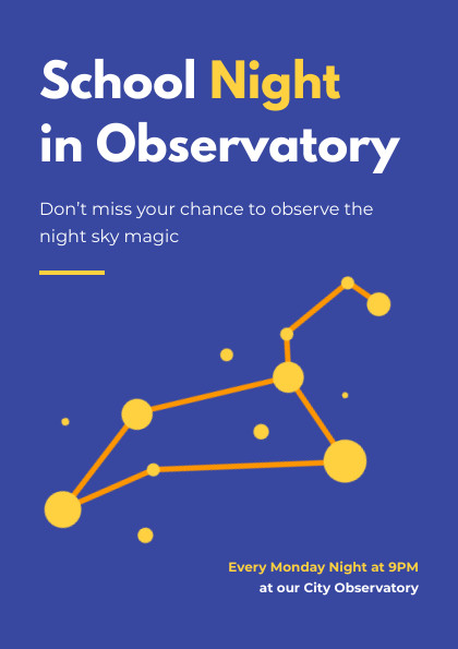 School Night in Observatory – Flyer Template  420x595 template