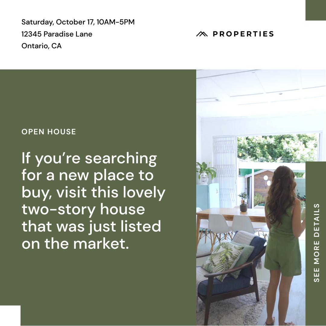 White Green Elegant Open House Video 1080x1080 template