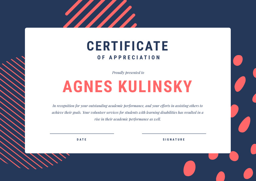 Agnes Kulinsky – Certificate Template 842x595 template