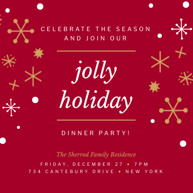 Jolly Holiday Christmas Dinner Party Invitation 397x397 template