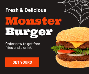 Halloween Monster Burger Sale 300x250 template
