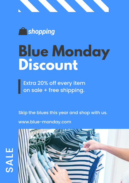 Blue Monday Discount Shopping Flyer 420x595 template