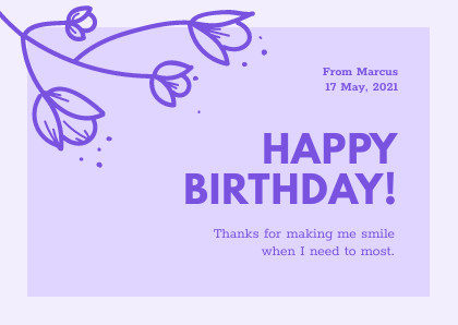 Happy Birthday Purple Flower – Card Template  420x298 template preview