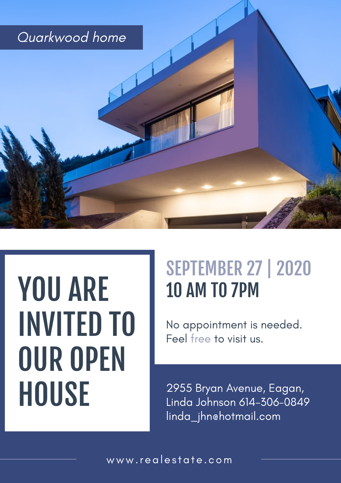 Quarkwood Modern Open House – Poster Template 1191x1684 template