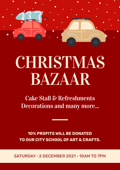 Christmas Bazaar Cute Cars Flyer 420x595 template