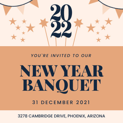 2022 New Year Gold Banquet Invitation 397x397 template