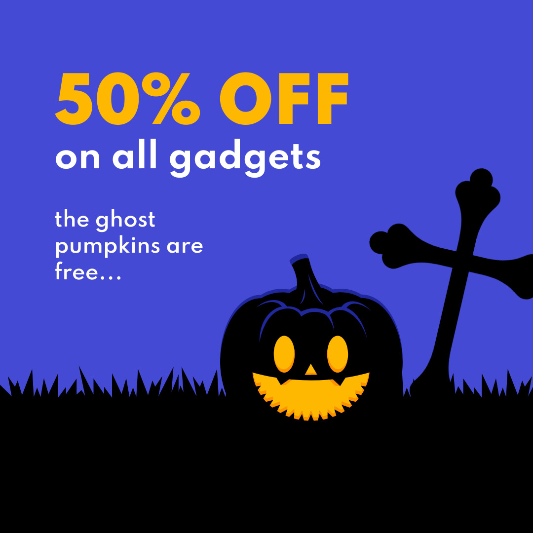 Gadget Sale with Free Ghost Pumpkins 1080x1080 template