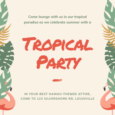 Flamingo Tropical Party – Invitation Template 397x397 template