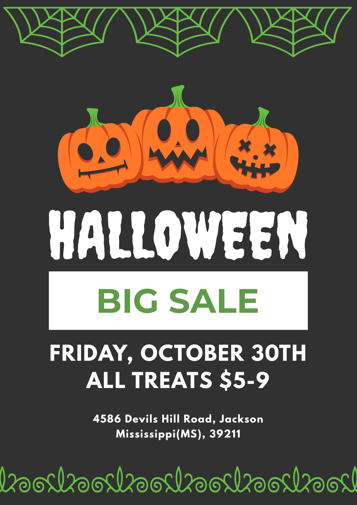 Halloween Big Sale Pumpkin Poster 1191x1684 template