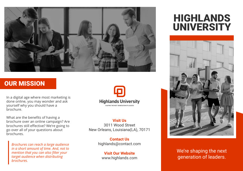 Orange Highlands University Brochure 842x595 template