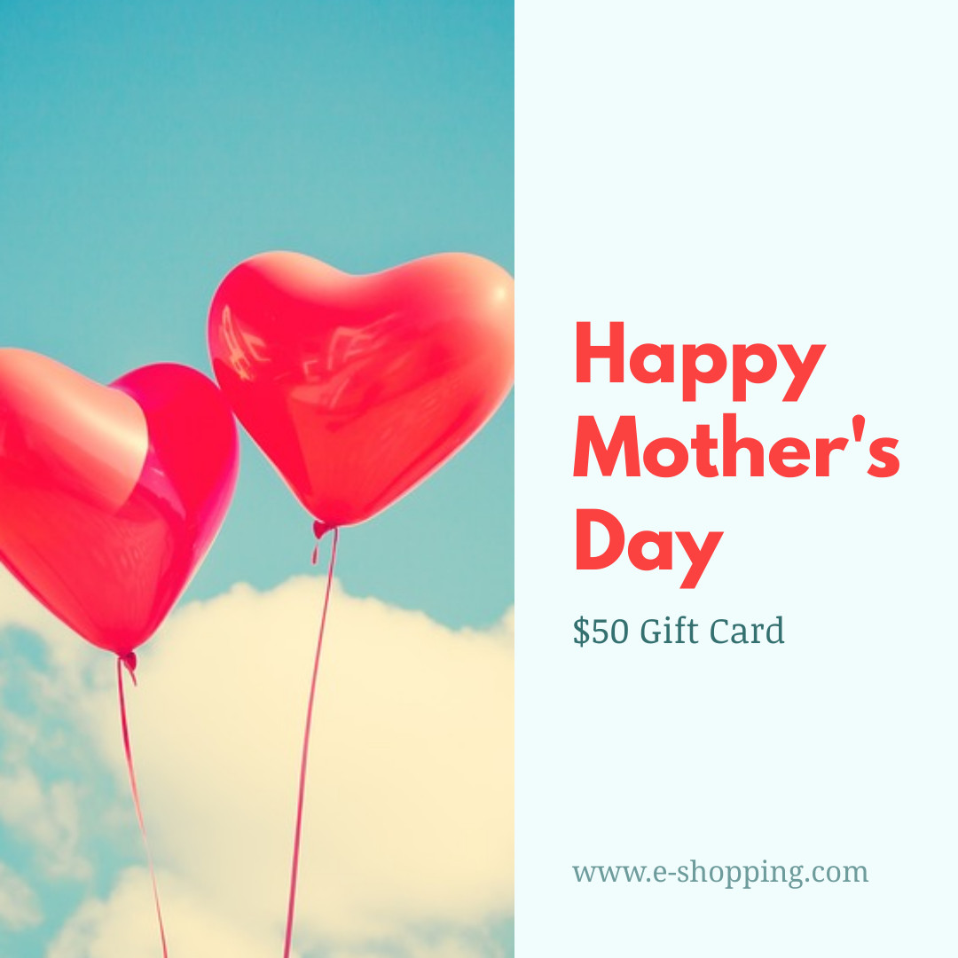 Mother's Day Hearth Balloons Gift Card  1080x1080 template