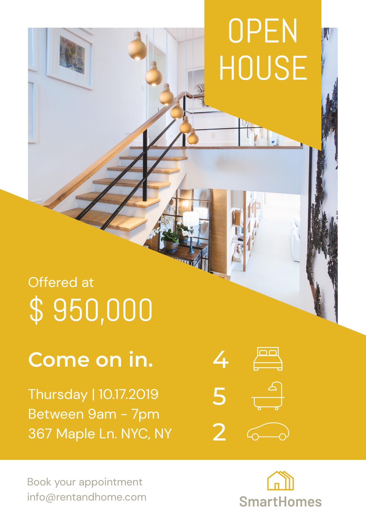 Open House Yellow Home – Poster Template  1191x1684 template