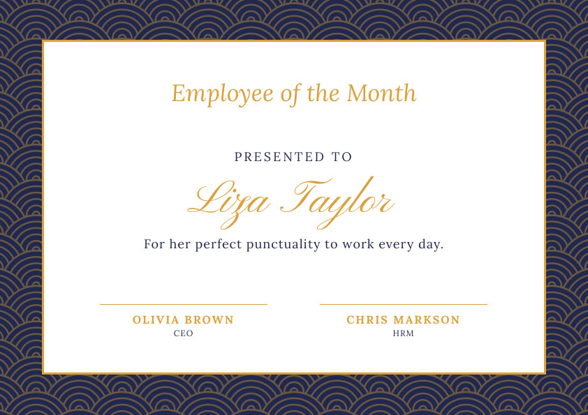 Liza Employee of the Month – Certificate Template  842x595 template preview
