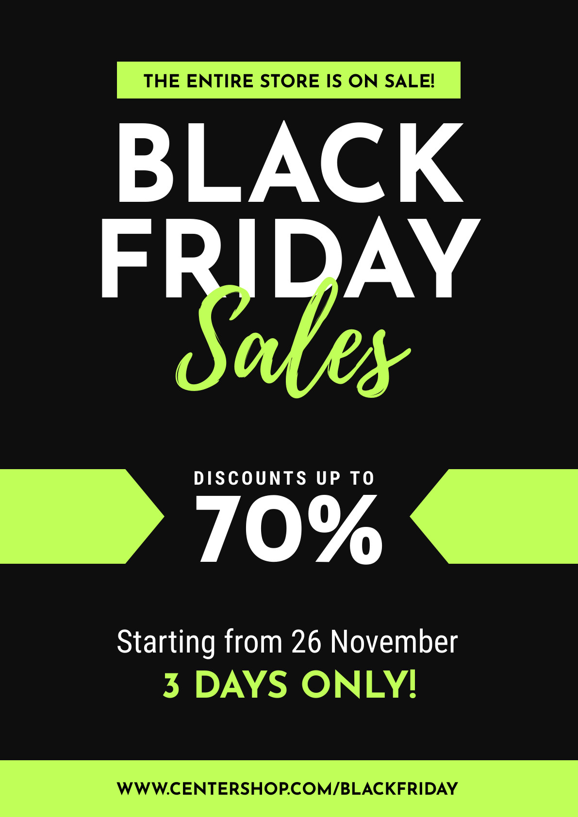 Black Friday Entire Store Sales 3 Days Only Poster 1191x1684 template