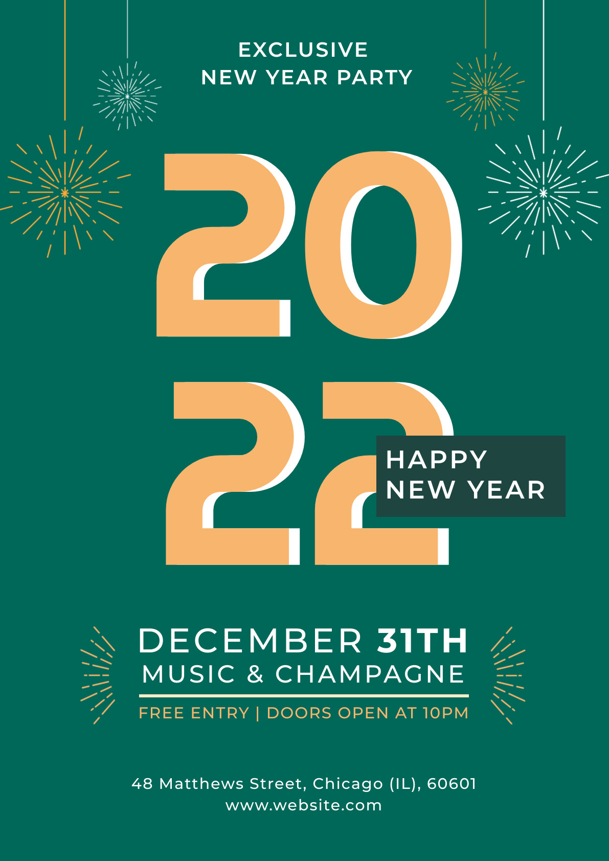 2022 Exclusive New Year Green Party Poster 1191x1684 template preview