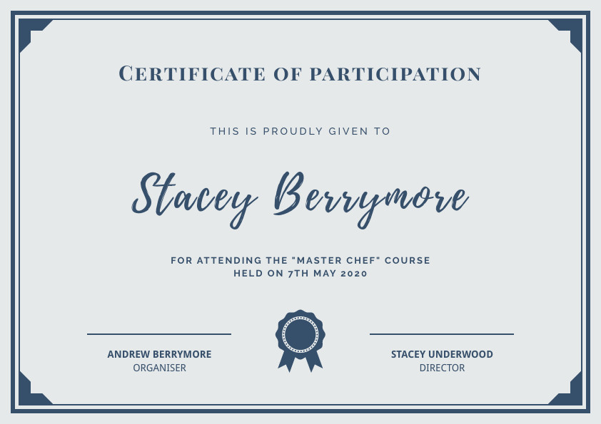 Stacey Berrymore Chef – Certificate Template 842x595 template